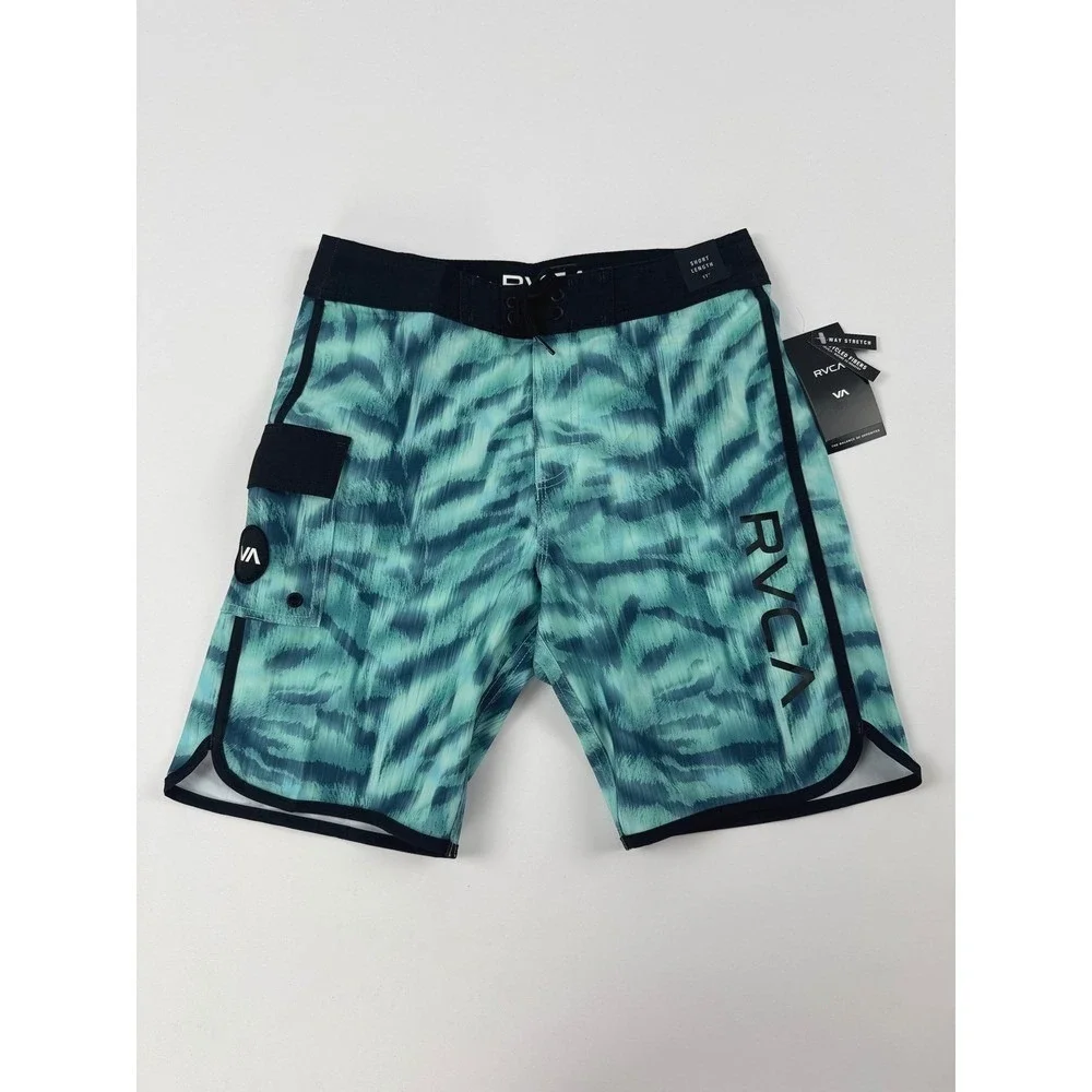 RVCA Eastern Trunk Board Shorts Teal Black‎ Size 28 (16) New With Tags